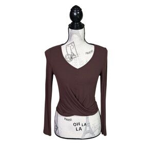 Heartloom Brown Wrap Top with Long Sleeves‎